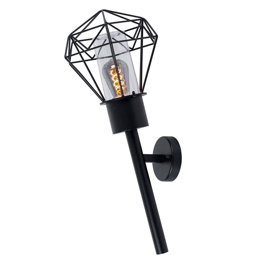 Außenleuchte Wandleuchte Edelstahl Gartenlampe Fackel Wandlampe Gitter schwarz, App Steuerung CCT, Smart RGB LED 8,5W 806Lm, H 28,5 cm