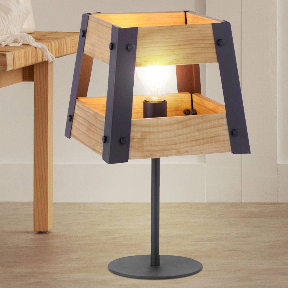 Smart LED Tischleuchte dimmbar Wohnzimmer Holzlampe Tischleuchte Nachttischlampe Holz E27 skandinavisch, RGB Farbwechsel, App und Sprachsteuerung