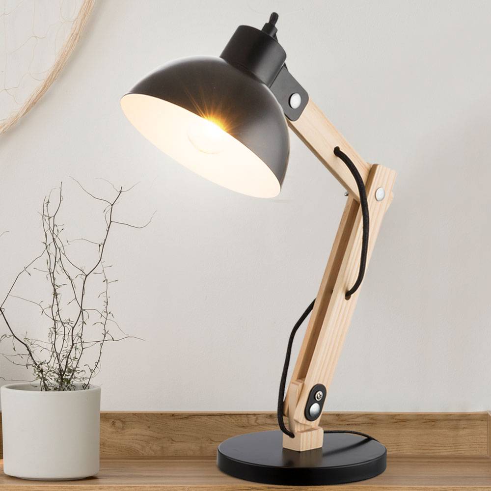 Holz Tischleuchte dimmbar mit Fernbedienung Nachttischleuchte Schlafzimmerlampe verstellbar, RGB LED 9 W 806 lm warmweiß, LxH 31 x 42,5 cm