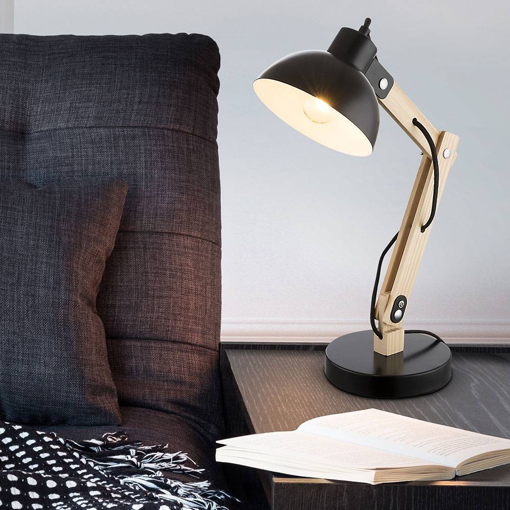 Holz Tischleuchte dimmbar Nachttischleuchte Smart LED Schlafzimmerlampe verstellbar, RGB Farbwechsel App und Sprachsteuerung, 10 W 806