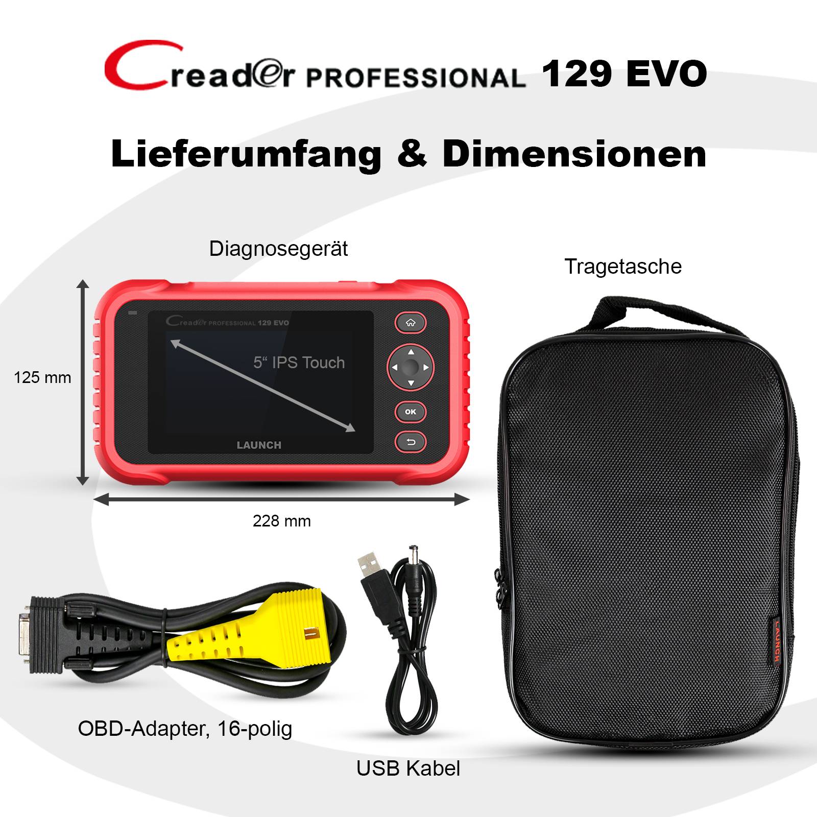 LAUNCH CRP 129 EVO V2 OBD2 Diagnosegerät Kfz-Diagnose Tester 8 Service Funktionen