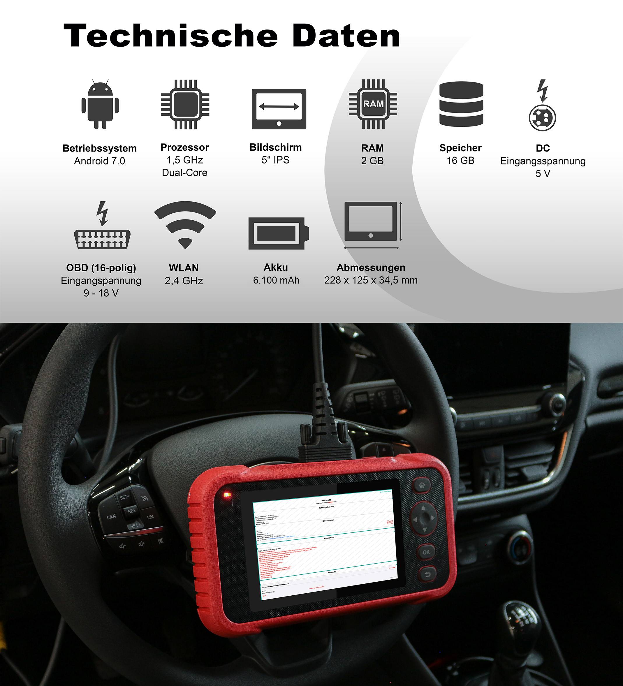 LAUNCH CRP 129 EVO V2 OBD2 Diagnosegerät Kfz-Diagnose Tester 8 Service Funktionen