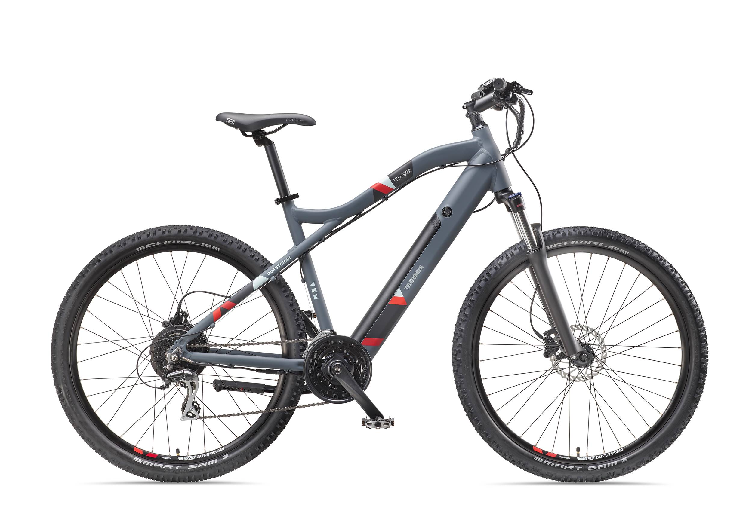 Telefunken E-Bike M922 mit 24 Gang Shimano Acera Kettenschaltung, Mountainbike - Hinterradmotor 250W / 36V Li-Ion Akku
