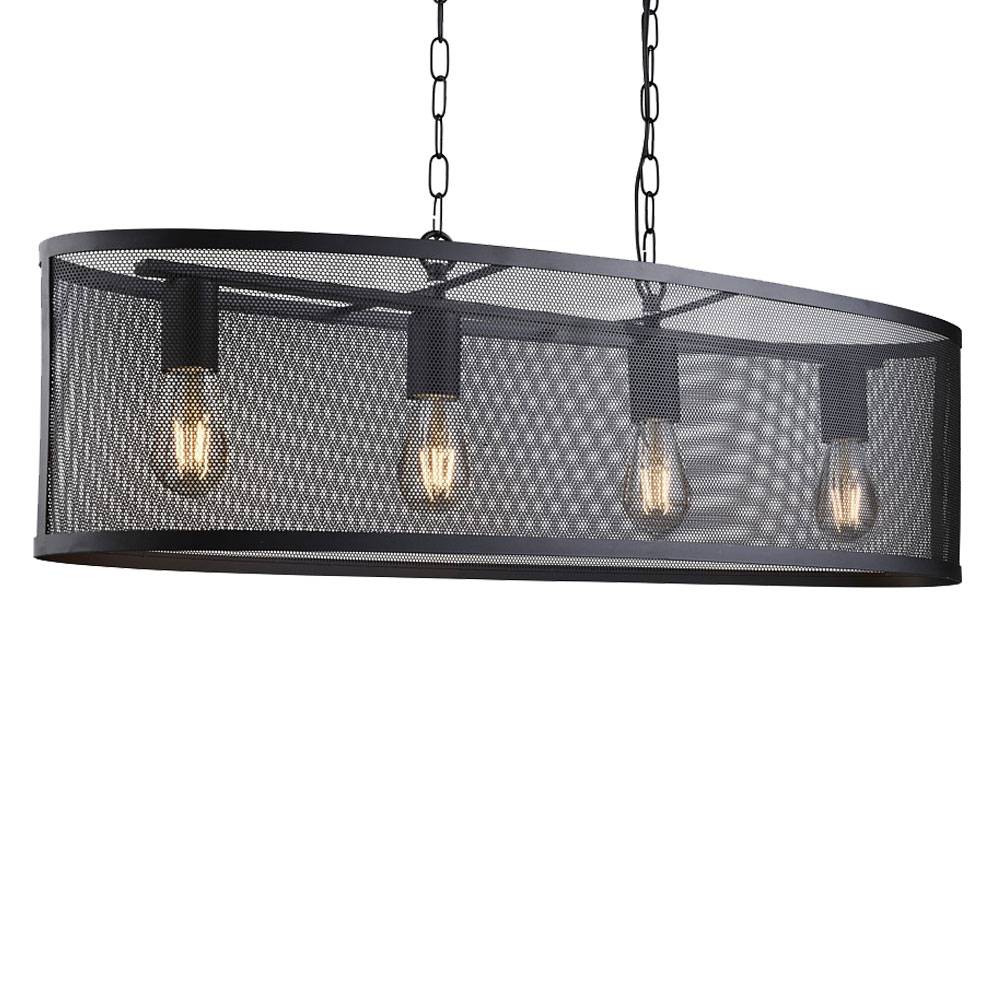 Pendel Hänge Lampe Retro Design Wohn Ess Zimmer Decken Leuchte Käfig schwarz