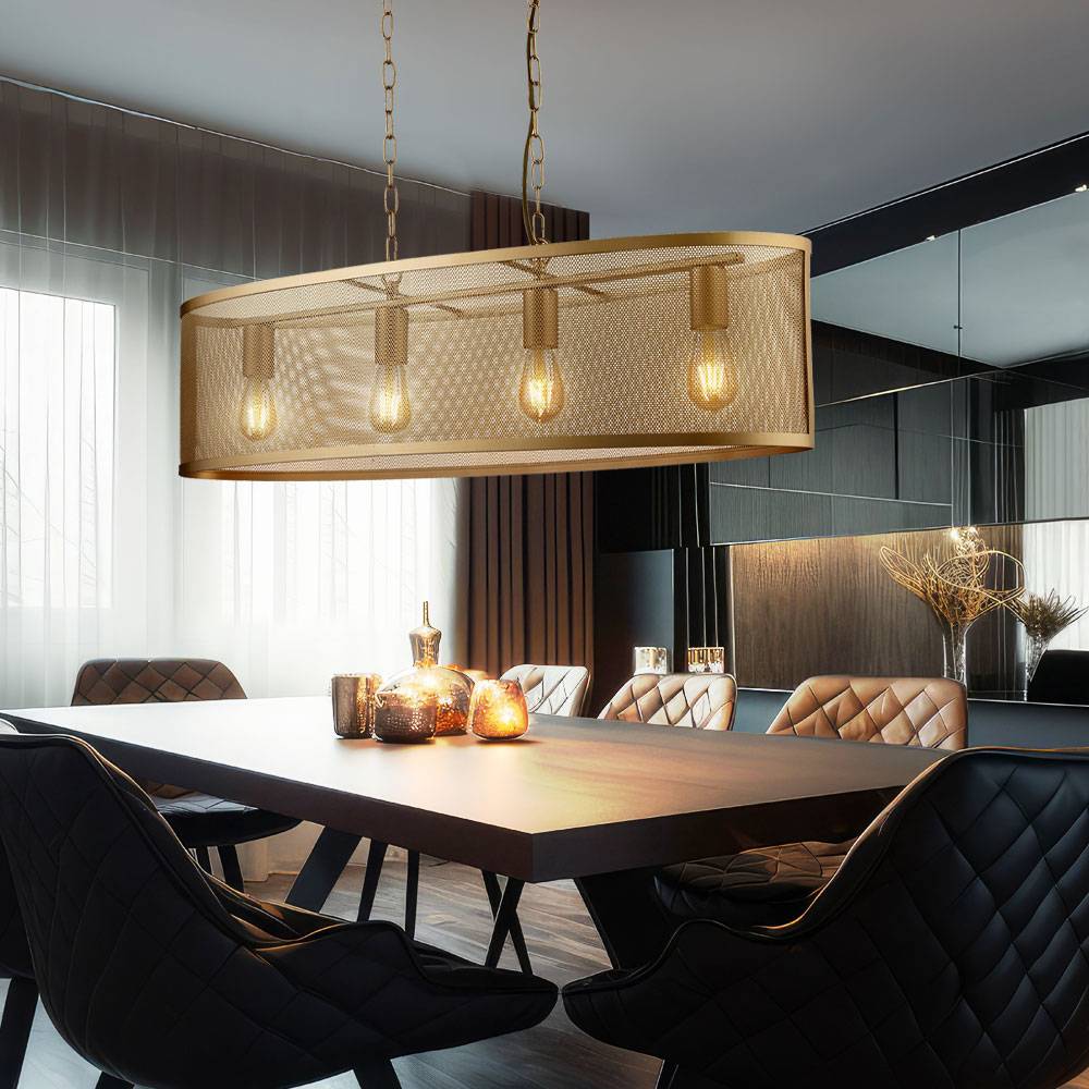 Design Hänge Decken Leuchte Käfig Design Wohn Zimmer Pendel Lampe GOLD Serarchlight