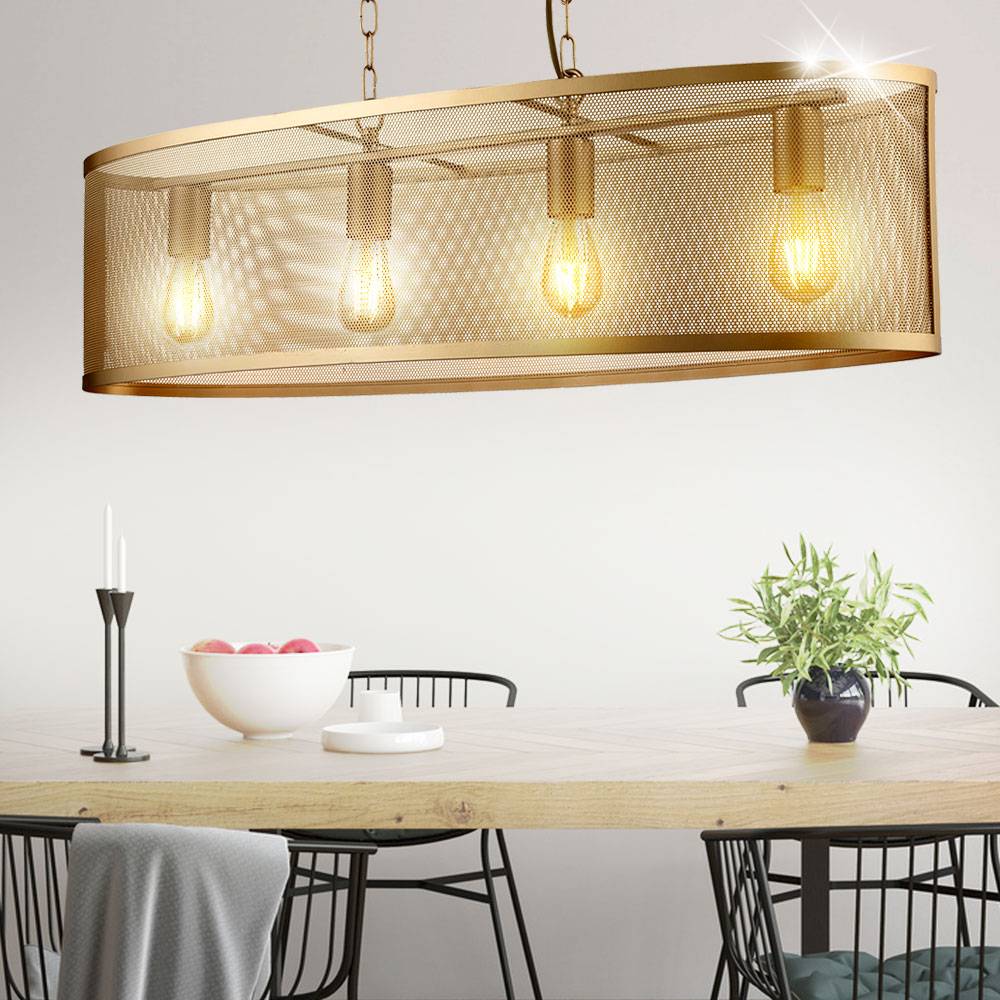Design Hänge Decken Leuchte Käfig Design Wohn Zimmer Pendel Lampe GOLD Serarchlight