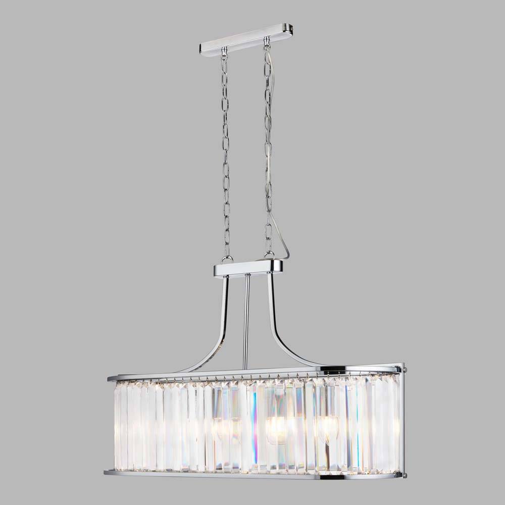 Victoria 5Flammiger Ovaler Pendelleuchte, Chrom Mit Kristallglas chrom plattiert