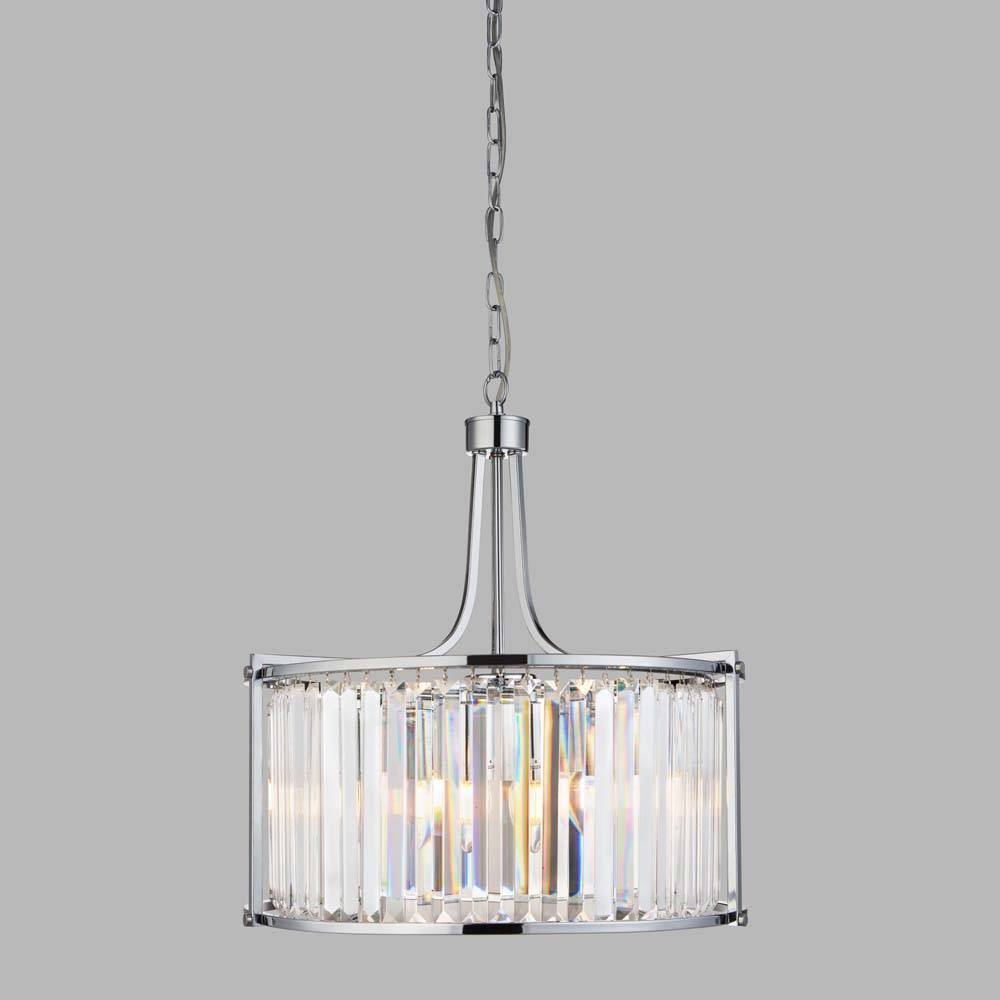 Victoria 5Flammiger Trommelpendelleuchte, Chrom Mit Kristallglas chrom plattiert