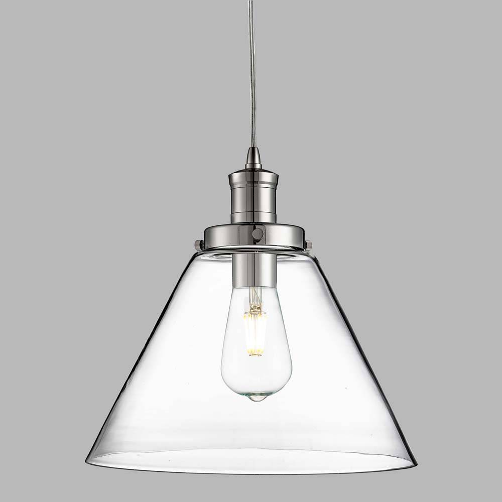 Decken Pendel Hänge leuchte Chrom Schirm Ess Schlaf Wohn Zimmer Beleuchtung