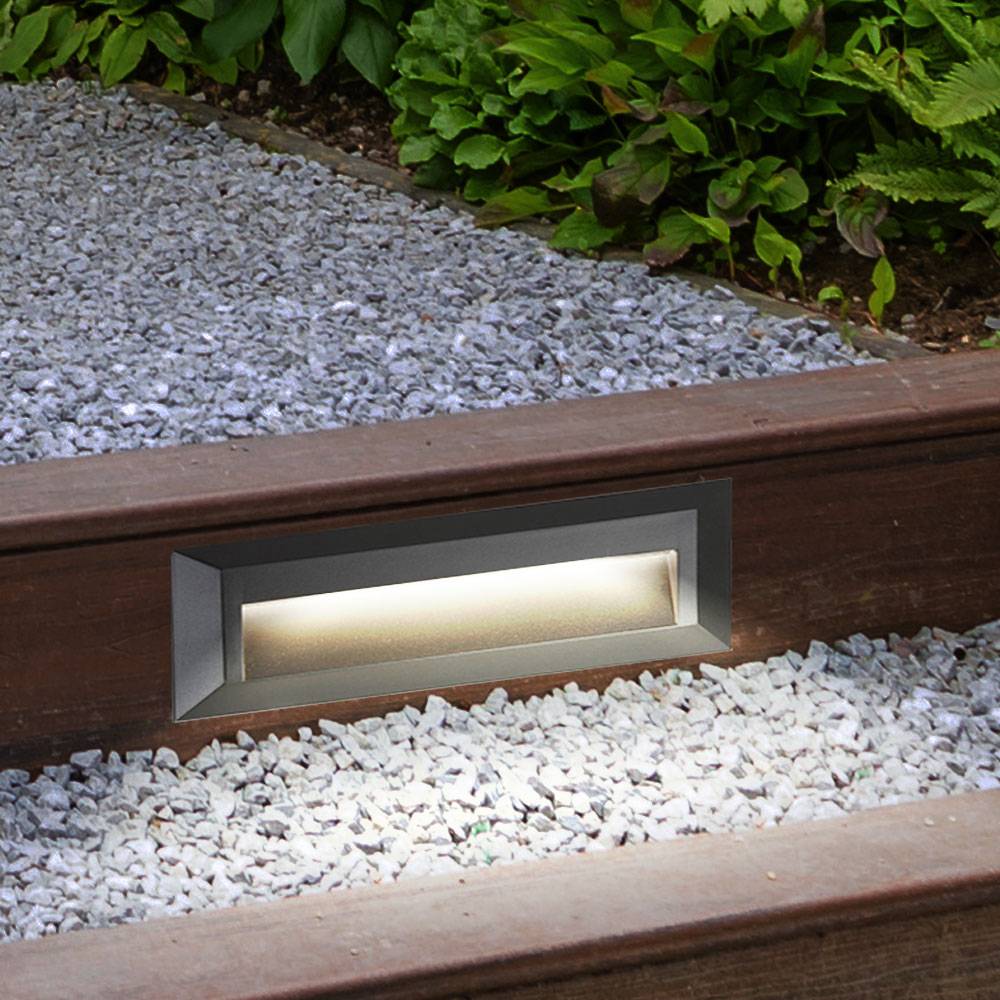LED Außen Stufen Lampe Wand Leuchte grau Garten Treppen Beleuchtung 8632GY