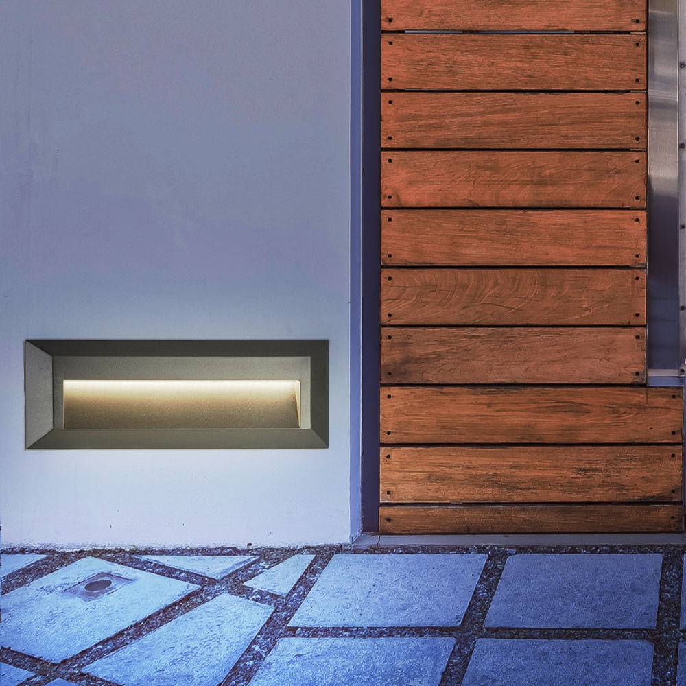 LED Außen Stufen Lampe Wand Leuchte grau Garten Treppen Beleuchtung 8632GY