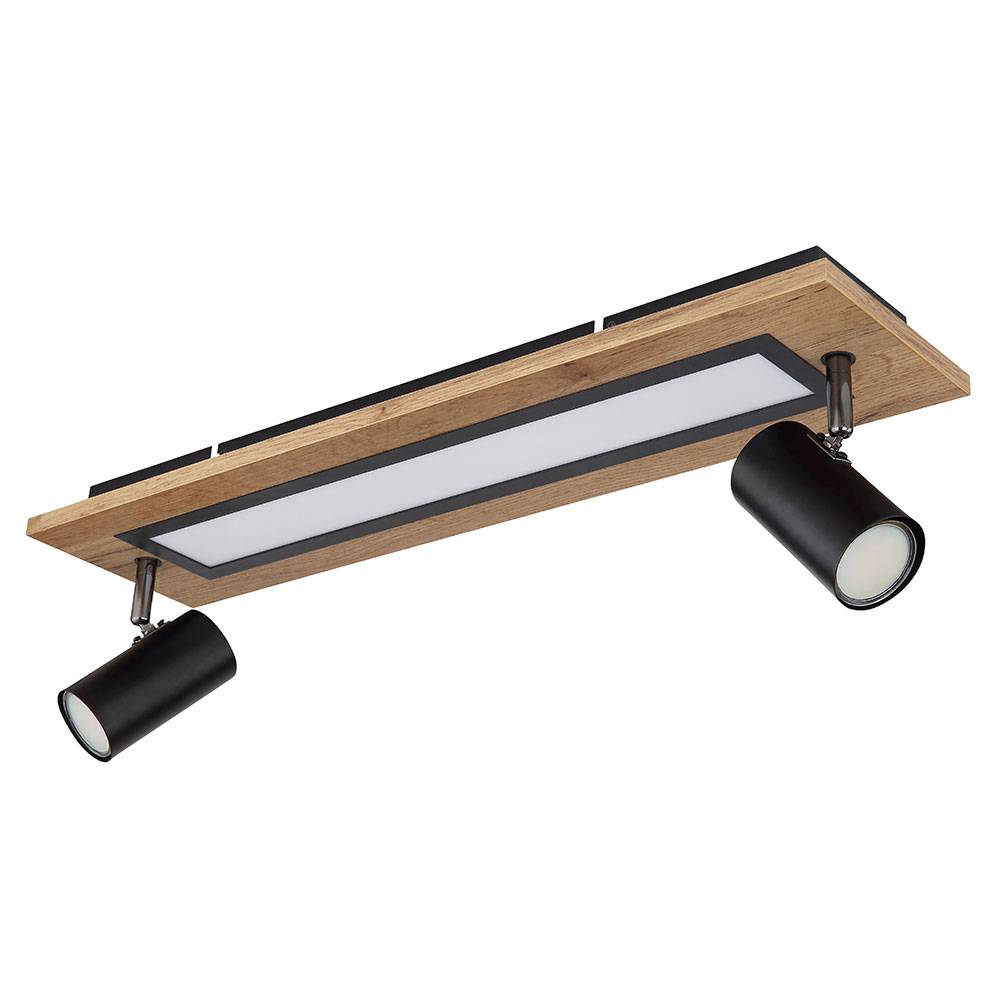LED Deckenlampe Deckenleuchte Wohnzimmerleuchte Esszimmerlampe, Holz Metall schwarz MDF, Spotleuchte verstellbar Memoryfunktion, 18W 3000K warmweiß