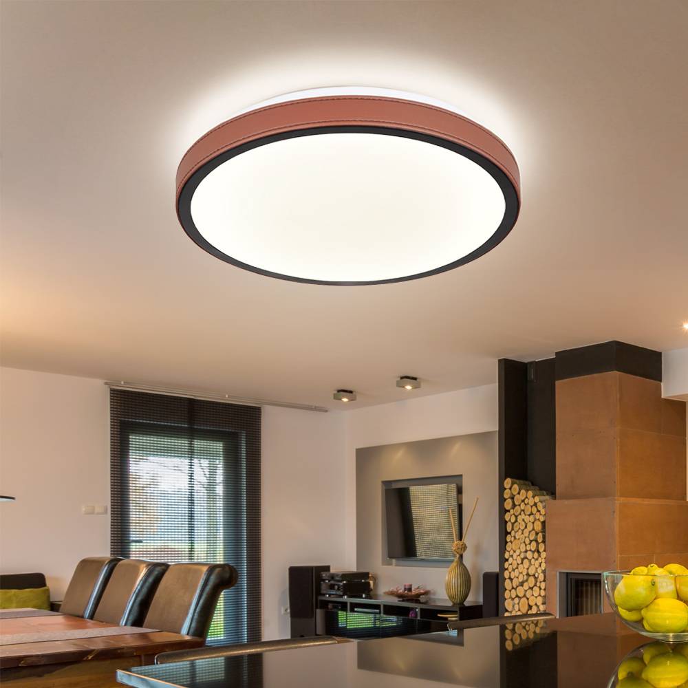 Deckenleuchte CCT Deckenlampe Rundleuchte Wohnzimmerlampe braun LED Deckenlampe, Aluminium, Metall, Acryl, 1x LED 12 Watt 637 Lumen warmweiß-kaltwei