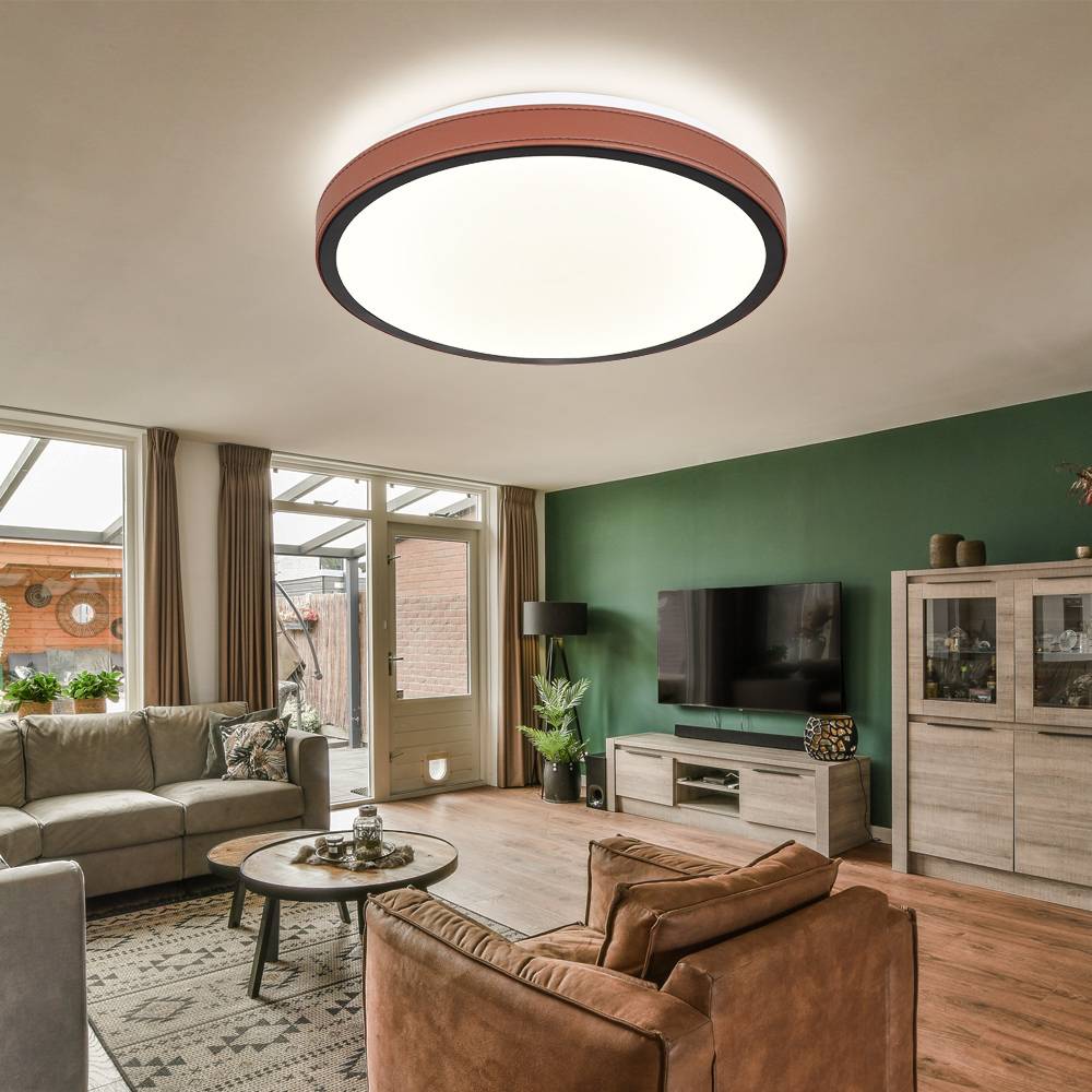 Deckenleuchte CCT Deckenlampe Rundleuchte Wohnzimmerlampe braun LED Deckenlampe, Aluminium, Metall, Acryl, 1x LED 12 Watt 637 Lumen warmweiß-kaltwei