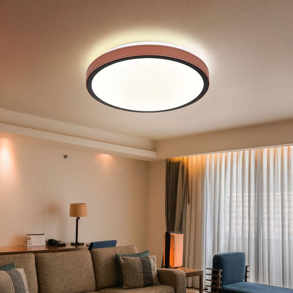 Deckenleuchte CCT Deckenlampe Rundleuchte Wohnzimmerlampe braun LED Deckenlampe, Aluminium, Metall, Acryl, 1x LED 12 Watt 637 Lumen warmweiß-kaltwei