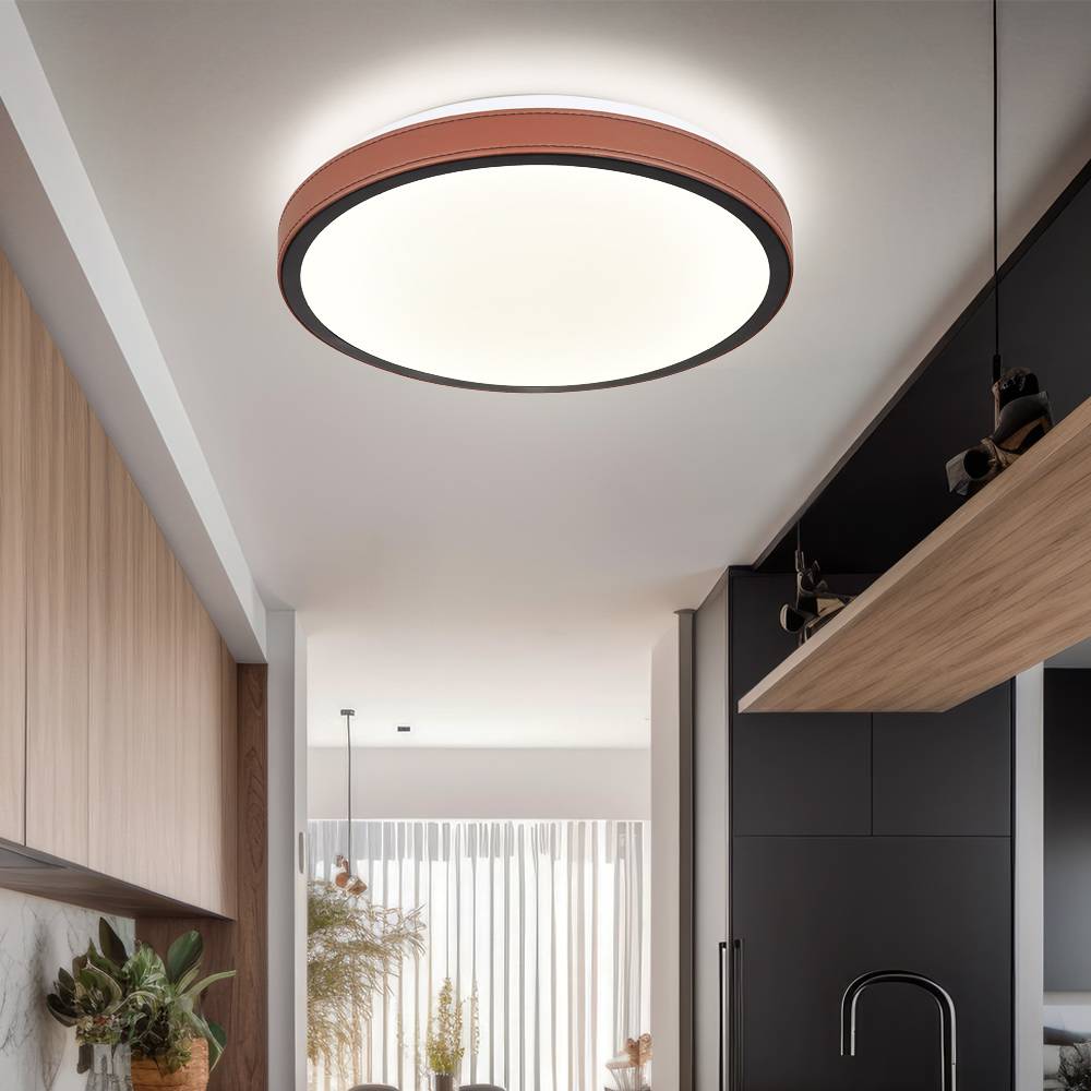 Deckenleuchte CCT Deckenlampe Rundleuchte Wohnzimmerlampe braun LED Deckenlampe, Aluminium, Metall, Acryl, 1x LED 12 Watt 637 Lumen warmweiß-kaltwei