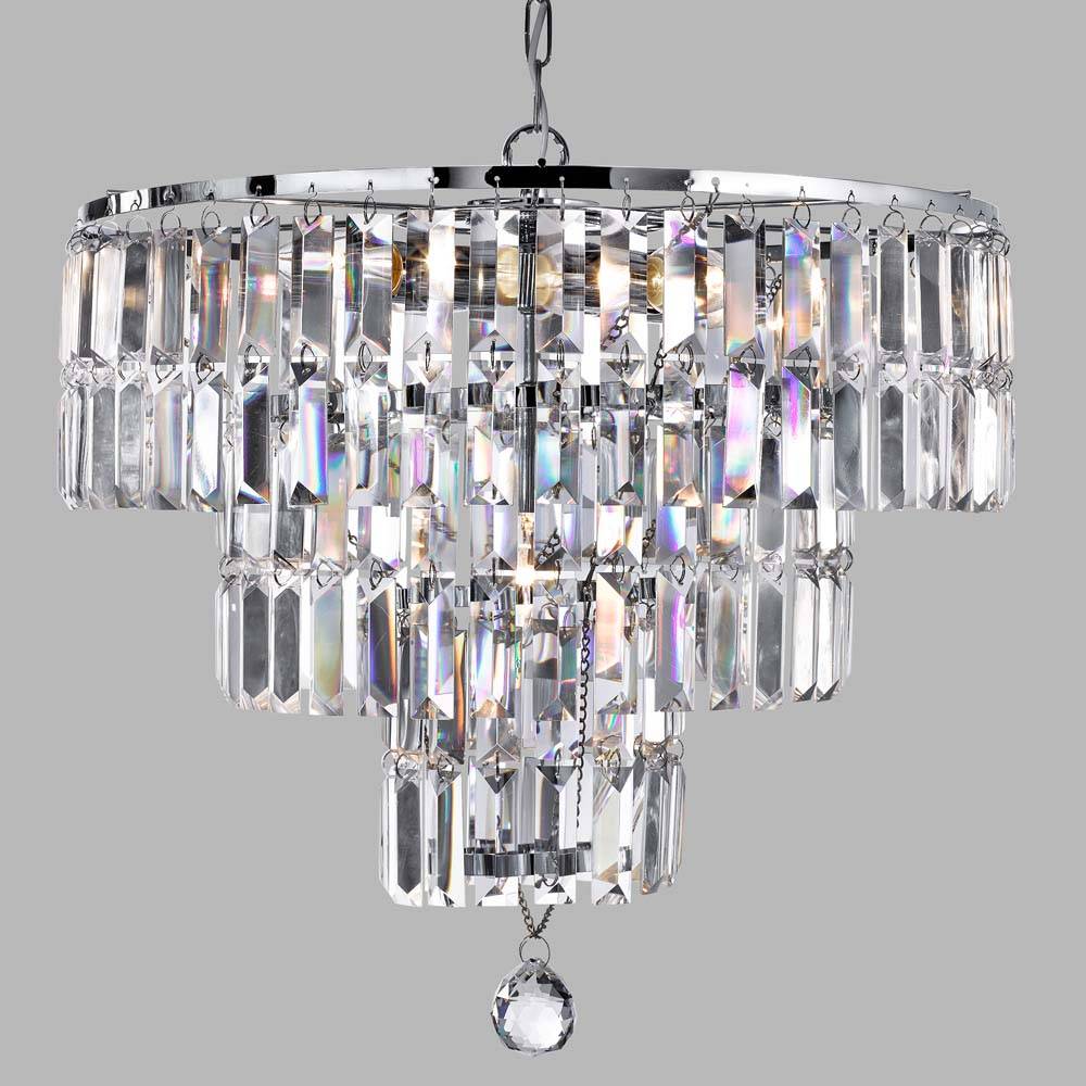 Empire, 5Flammiger Kronleuchter, Chrom, Klarer Kristall chrom plattiert klar