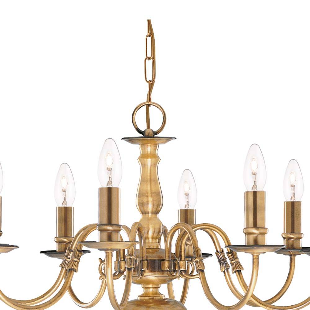 Flemish, 8Flammige Deckenleuchte, Antik Messing Antique Brass plattiert dimmbar