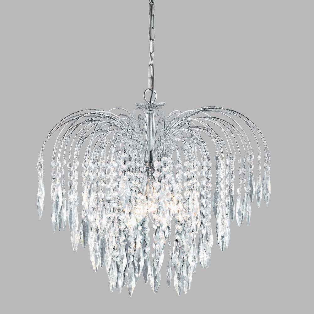 Waterfall, 5Flammige Deckenleuchte, Chrom, Klarer Kristall chrom plattiert klar