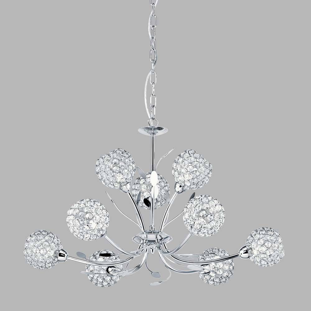 Bellis Ii, 9Flammige Deckenleuchte, Chrom, Dekorativer Klarglas Schirm chrom