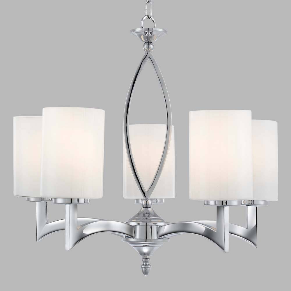 Gina, 5Flammige Deckenleuchte, Chrom, Weisse Glasschirme Chrom / weiß Glänzend