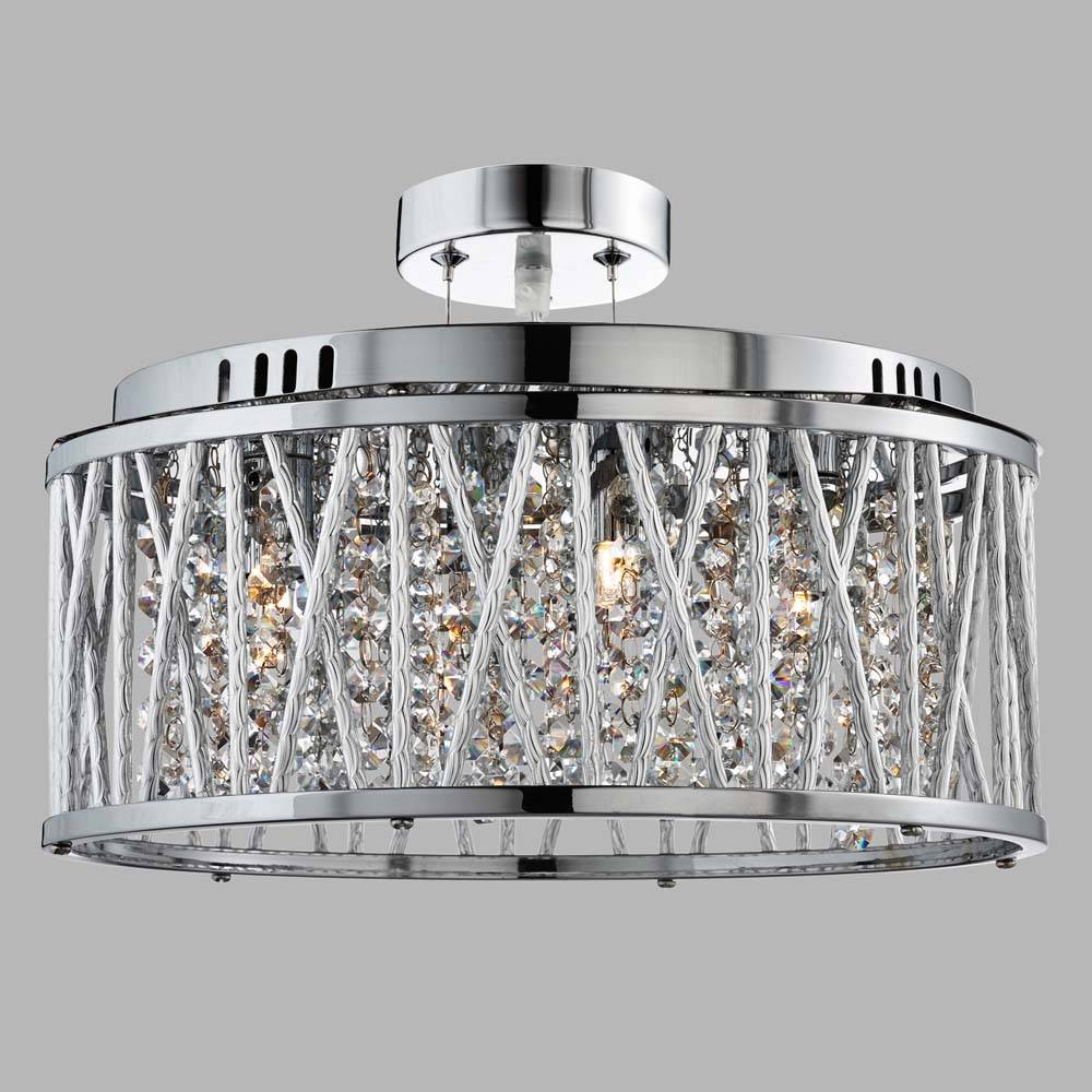 Decken Hänge Lampe Pendel Leuchte Chrom Aluminium Glas Kristalle Wohn Zimmer