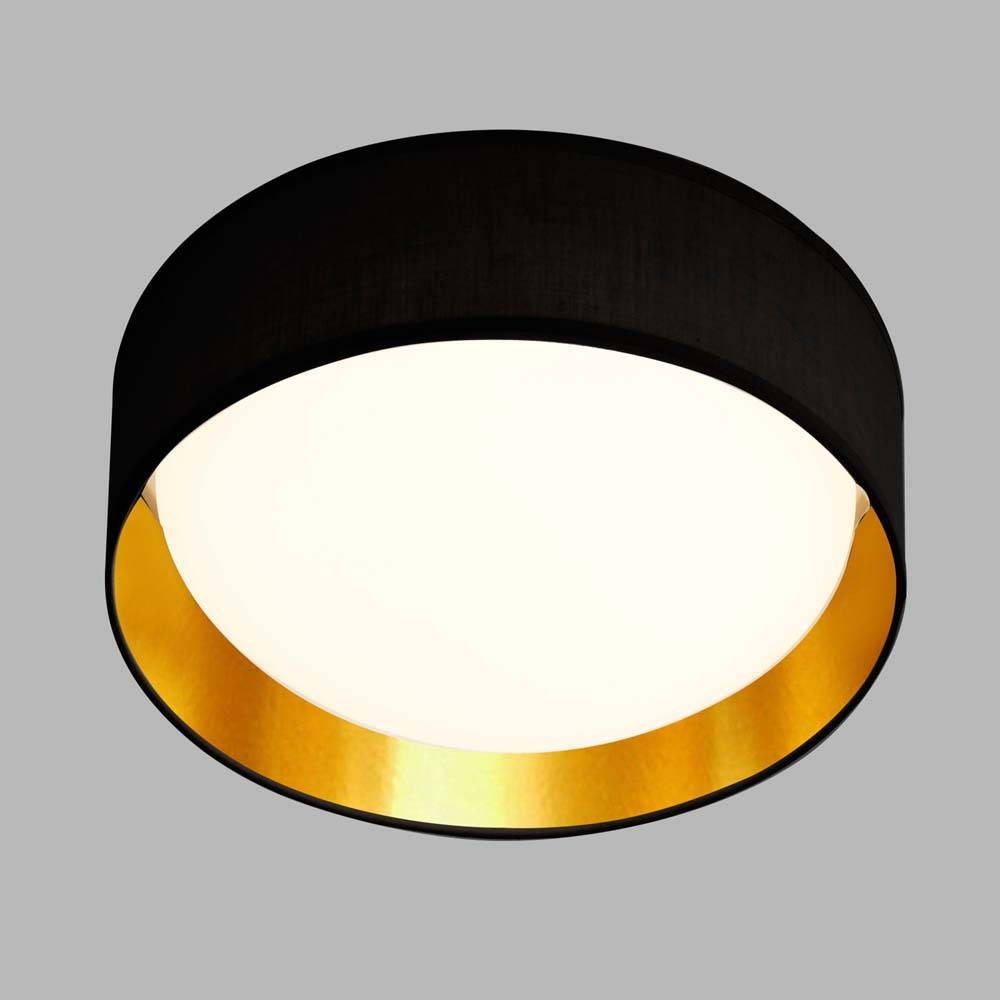 LED Decken Lampe Stahl Leuchte Fabric Weiß Schwarz Gold Schlaf Wohn Zimmer