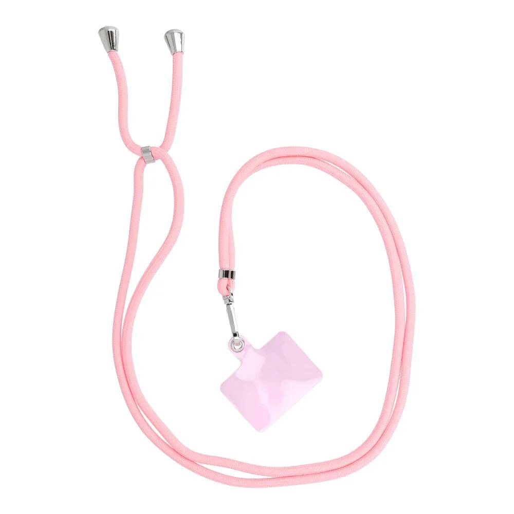 Anhänger kompatibel mit Smartphones mit einstellbarer Länge / Kabellänge 165cm Kordel (max 82,5cm in Schleife) Pink