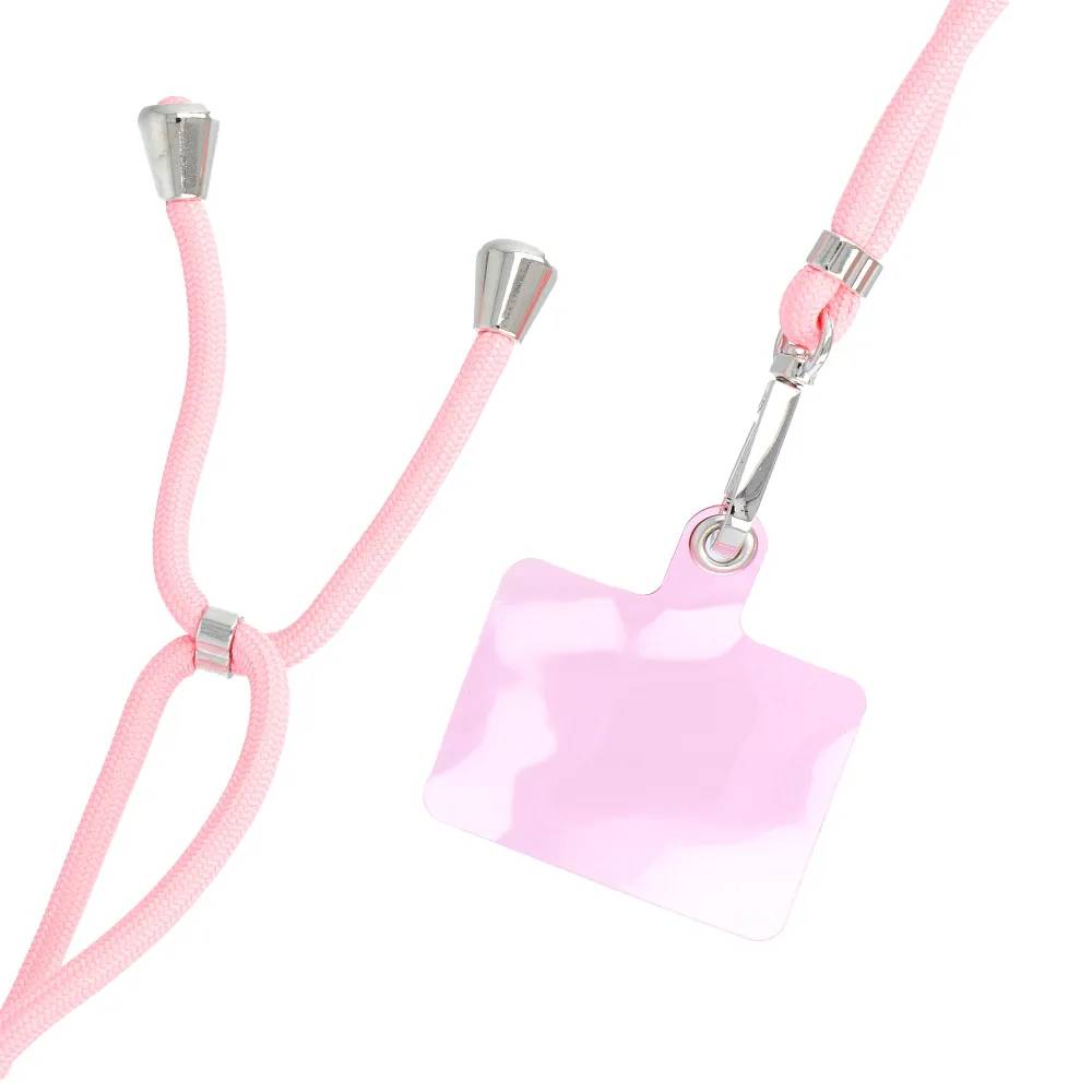 Anhänger kompatibel mit Smartphones mit einstellbarer Länge / Kabellänge 165cm Kordel (max 82,5cm in Schleife) Pink