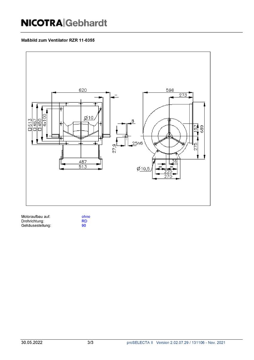Nicotra-Gebhardt Ventilator, Typ: RZR 11-0355