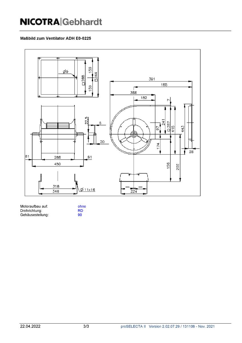 Nicotra-Gebhardt Ventilator, Typ: ADH E0-0225