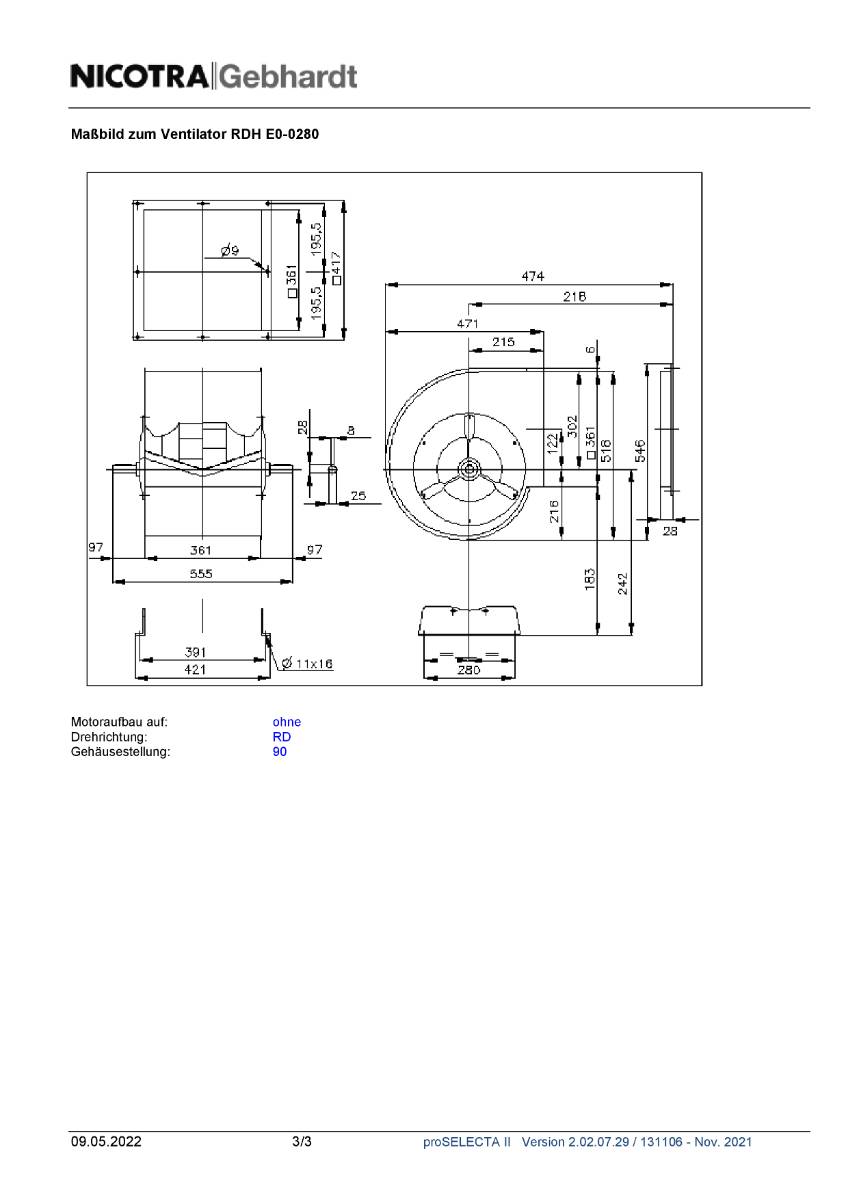Nicotra-Gebhardt Ventilator, Typ: RDH E0-0280