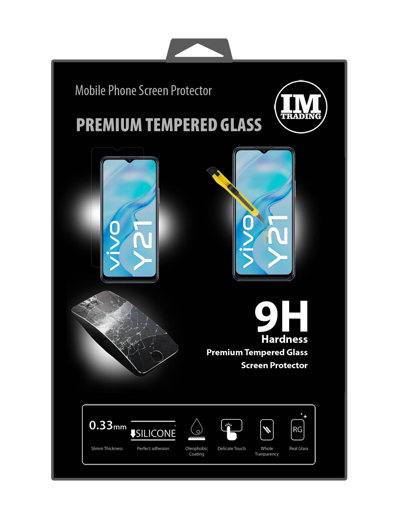 Schutzglas 9H kompatibel mit Vivo Y21 Displayschutzfolie Schutzfolie Passgenau Glas