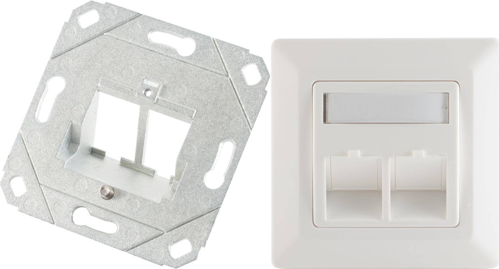 S/CONN maximum connectivity Netzwerkdose-Anschlussdose für Keystone, 2-Fach DESIGFÄHIG (08-10100)