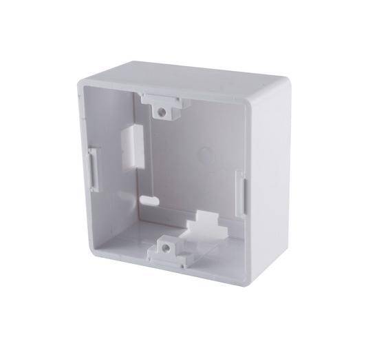 Aufputzgehäuse 80x80x40 mm, Kunststoff, Lochabstand 59 mm, für Anschlussdosen & Netzwerkdosen, weiß