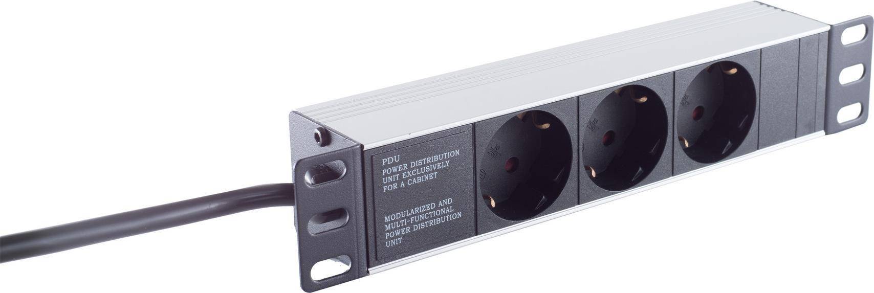 S/CONN maximum connectivity 25,40cm (10'') Steckdosenleiste 3-fach, 1HE, schwarz (09-263935)