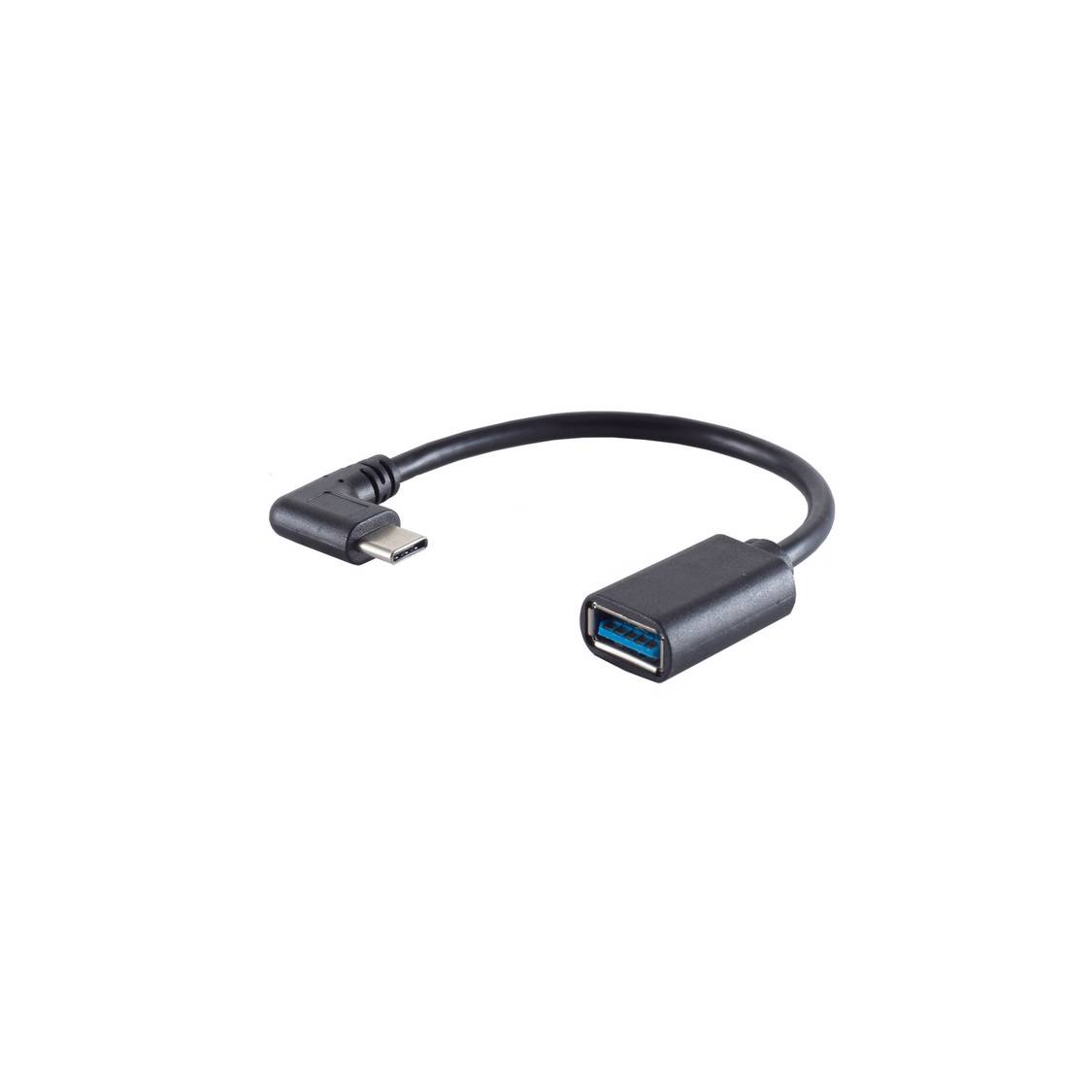 hb-digital USB C Adapter 3.0, Winkeladapter 90° USB C Stecker auf USB A Buchse 16.5cm Kabel