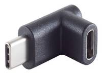 Eine Nahaufnahme eines schwarzen L-förmigen USB-Adapters mit einem Metallstecker, der für einen einfachen Zugang in beengten Räumen abgewinkelt ist.