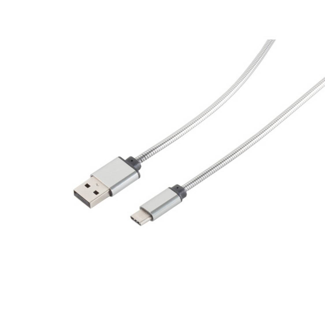 USB Lade-Sync Kabel A/ Type 3.1 C Steel Silber 1m