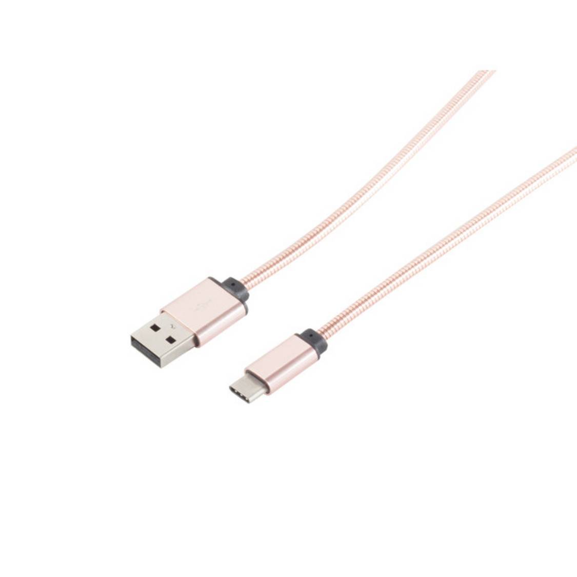 USB Lade-Sync Kabel A/ Type 3.1 C Steel Rose 1m