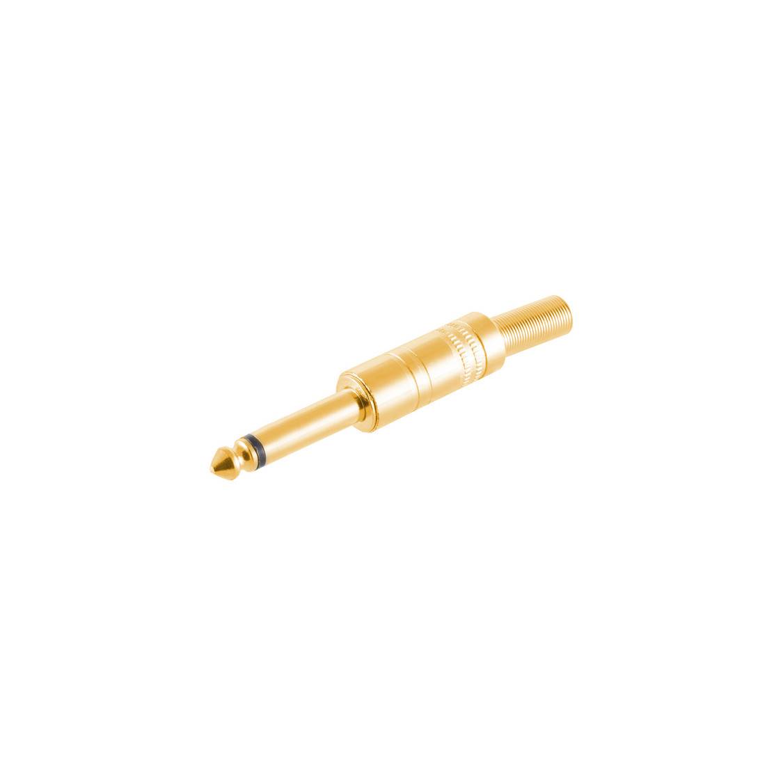 Klinke 6,3 mm Stecker, Mono, Metall, vergoldet, Lötanschluss