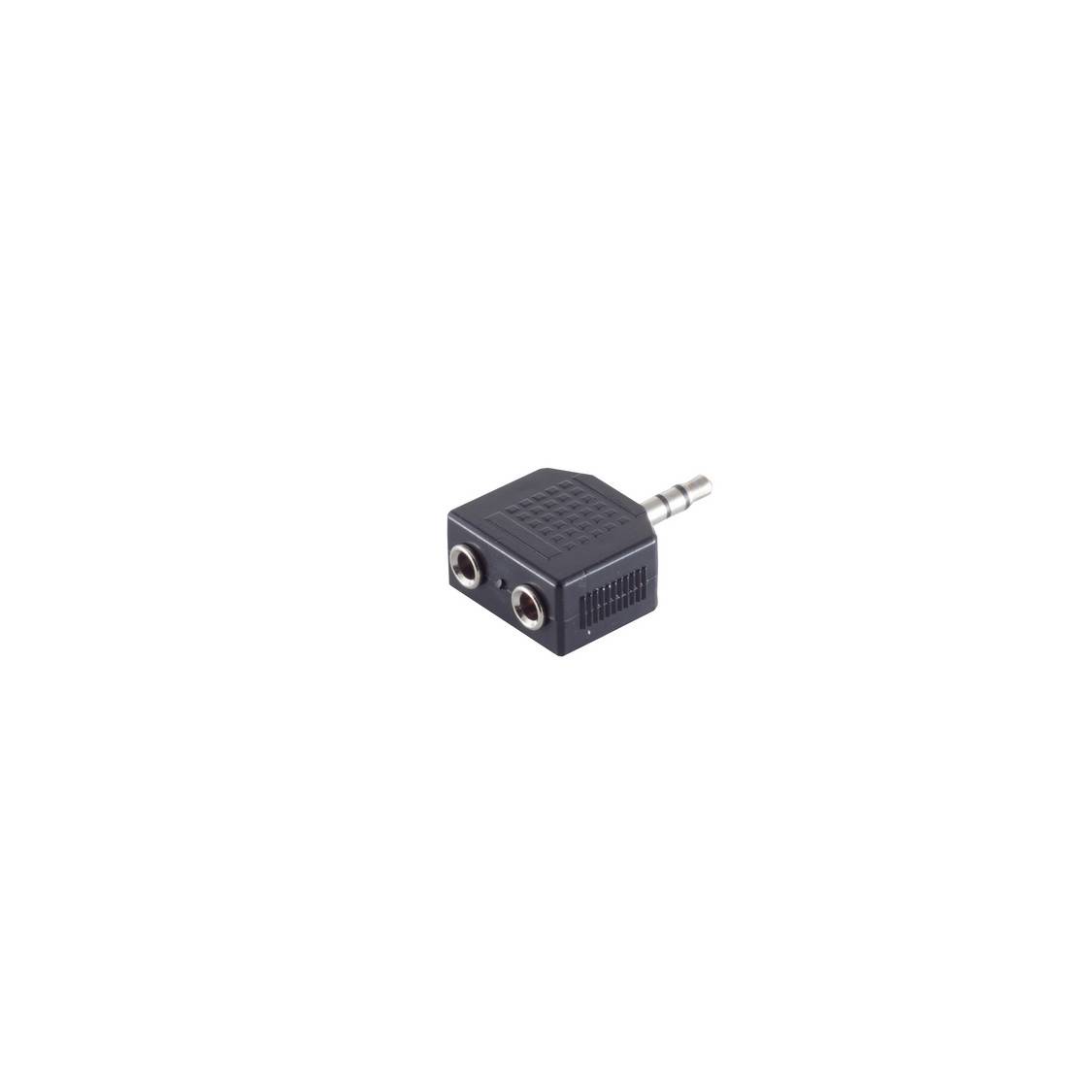 Klinke 3,5 mm Stecker auf 2x Klinke 3,5 mm Buchse Adapter, Stereo, schwarz