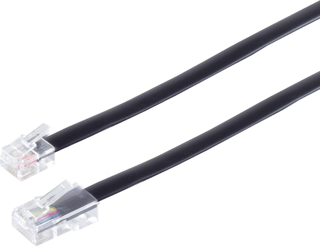 Modularkabel RJ45 ISDN-Western-Stecker 8/6 auf RJ12 Western-Stecker 6/6, 3m Aufbau: 6-adrig Flach mittig belegt (70253-6