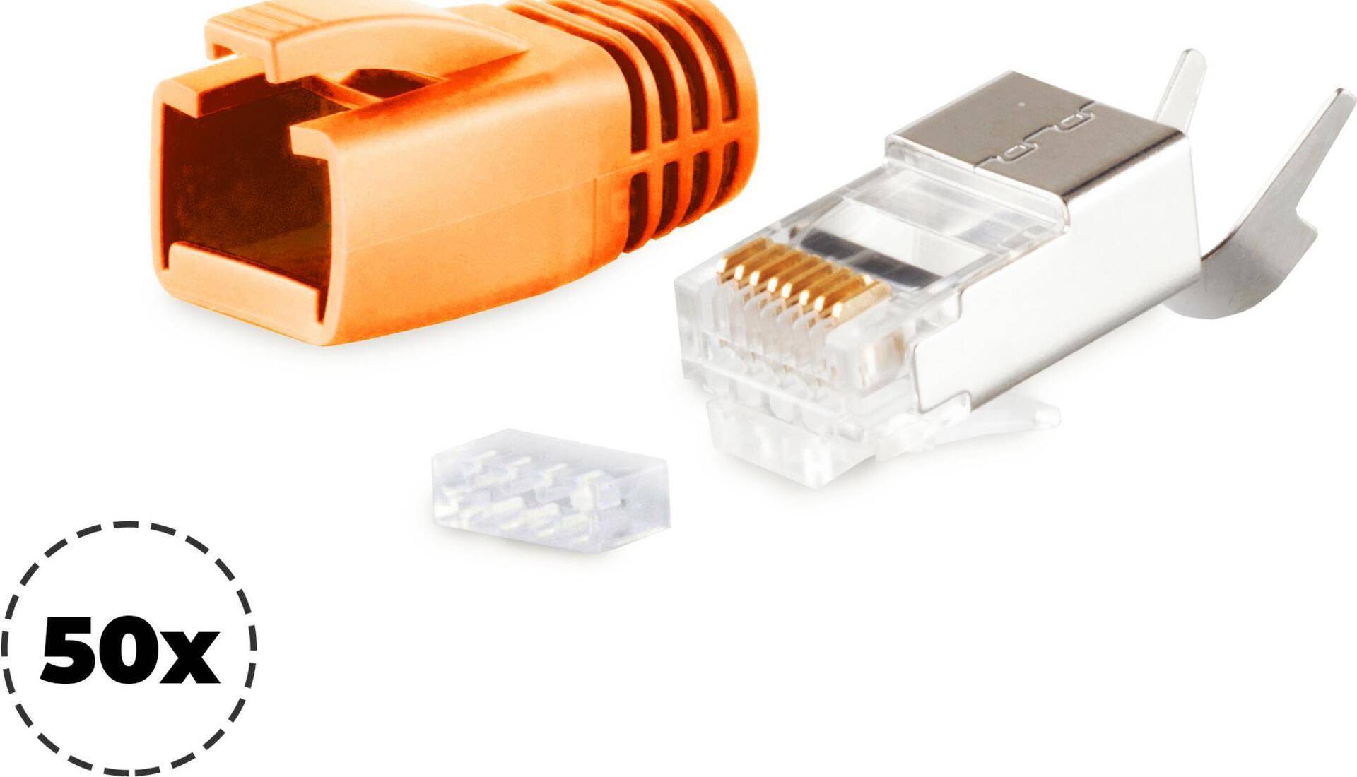 S/CONN maximum connectivity Netzwerk Modular Stecker RJ45 SET für Verlegekabel bis AWG 23, Stecker mit Zugentlastung,