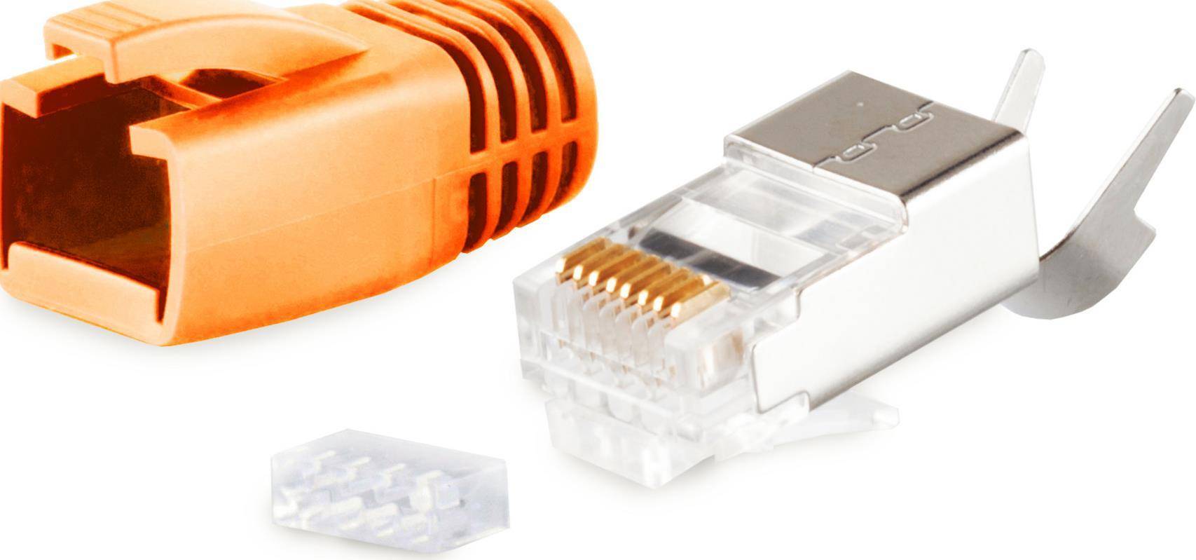 S/CONN maximum connectivity Netzwerk Modular Stecker RJ45 SET für Verlegekabel bis AWG 23, Stecker mit Zugentlastung,