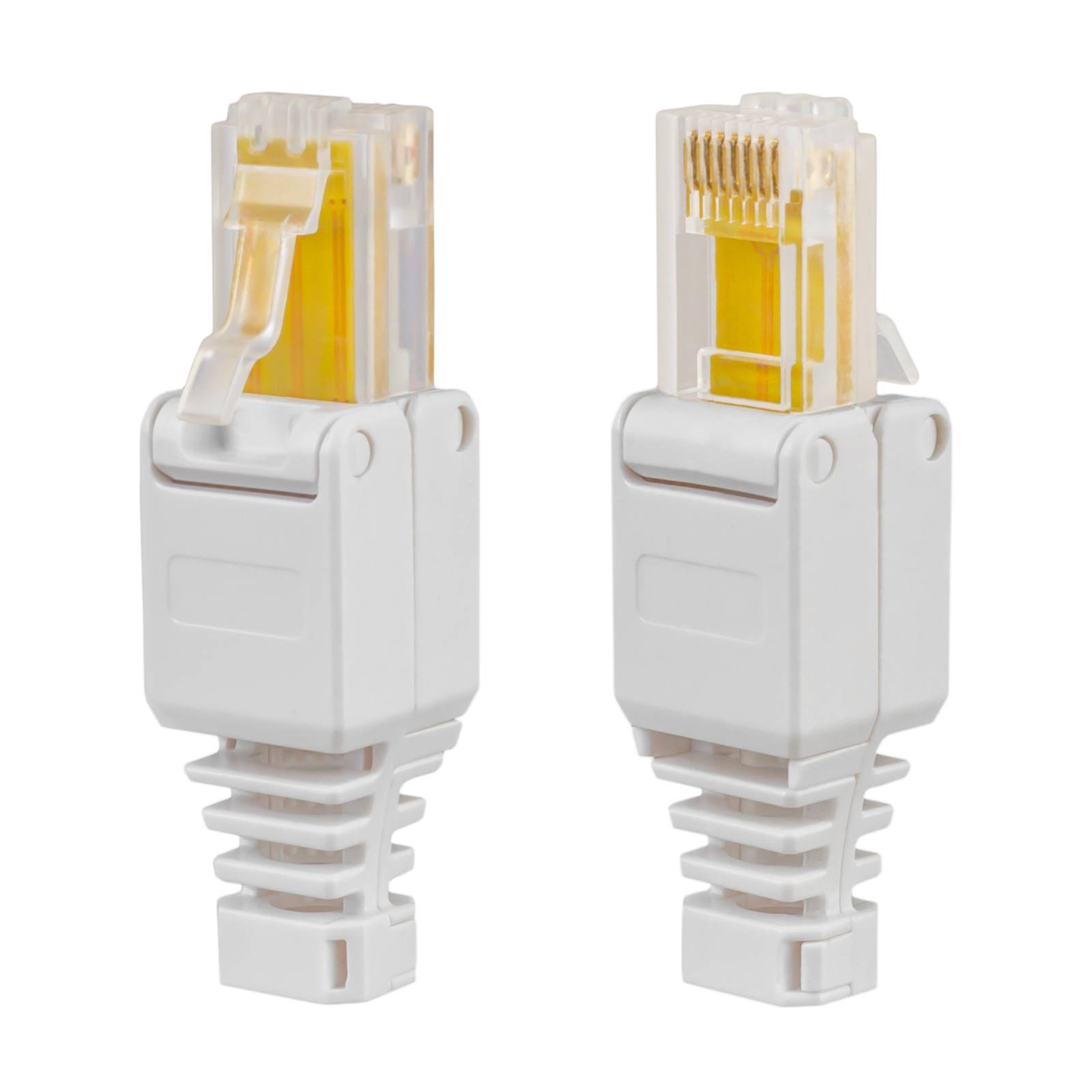 hb-digital RJ45 Stecker Netzwerkstecker CAT 5e LSA UTP mit Knickschutz Kunststoff