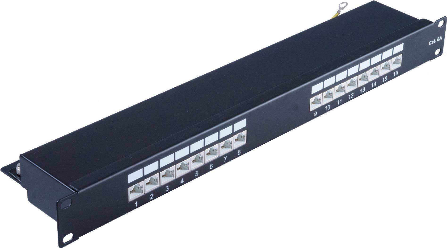 S/CONN maximum connectivity Patchfeld-cat 6A 48,30cm (19'') 1HE-Patchpanel, schwarz, 16 Port (75068)