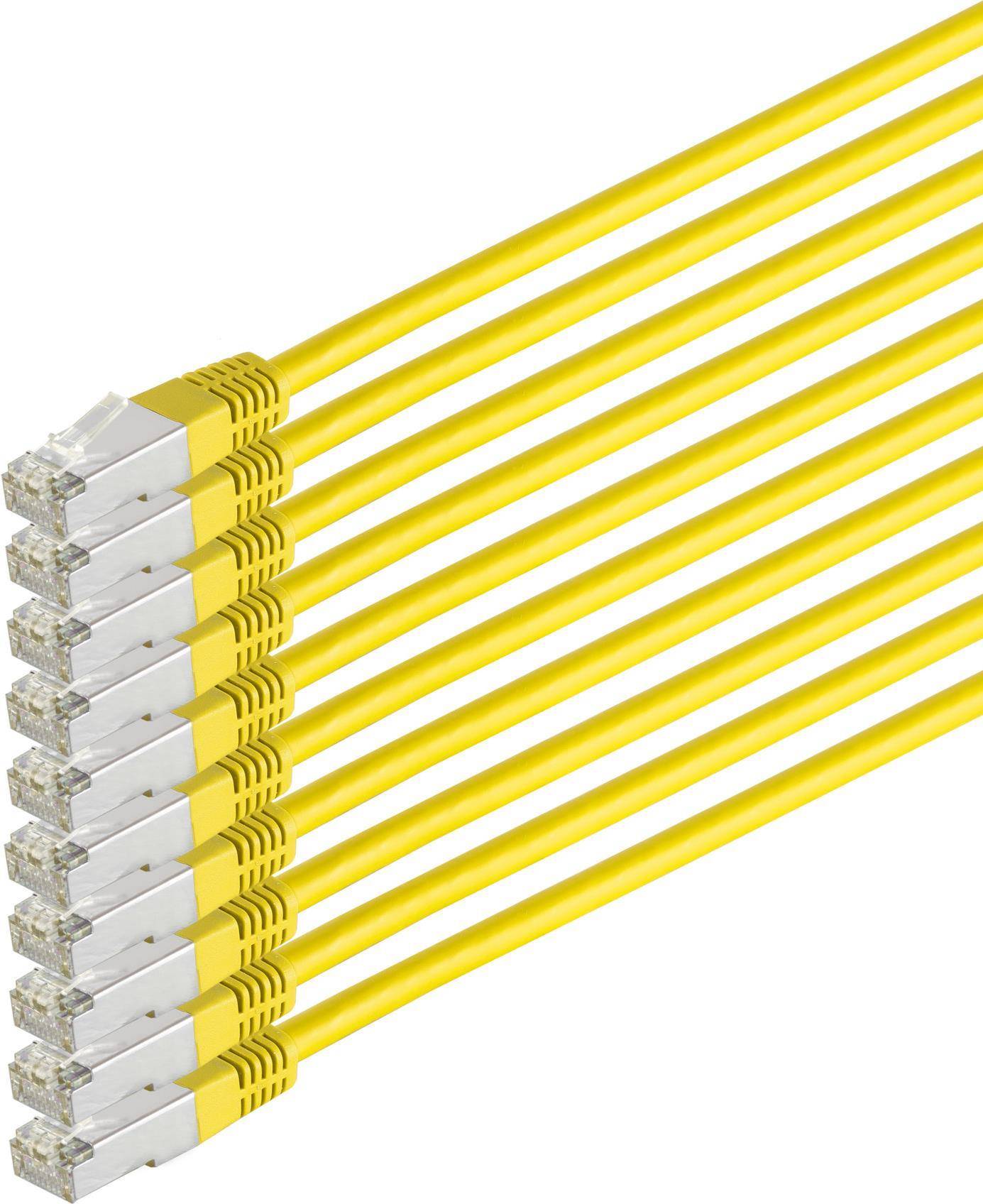 S/CONN maximum connectivity Netzwerkkabel-Patchkabel, cat 6, S/FTP, PIMF, Halogenfrei, VE10, gelb, 0,25m (75711-H0.25Y-S