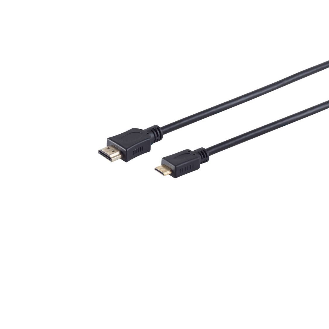 WENTRONIC - S-Conn HDMI - Mini-HDMI 2m, 2 m, HDMI Typ A (Standard), HDMI Type C (Mini), 8,16 Gbit/s, Schwarz