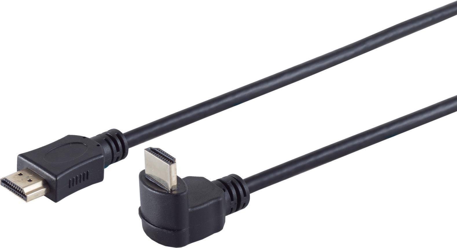 HDMI-Kabel 4K, einseitig gewinkelt, vergoldet, High Speed mit Ethernet, schwarz - Ausführung: 4K 60Hz 18 Gbit/s HDR10 HLG - Länge: 1,5m